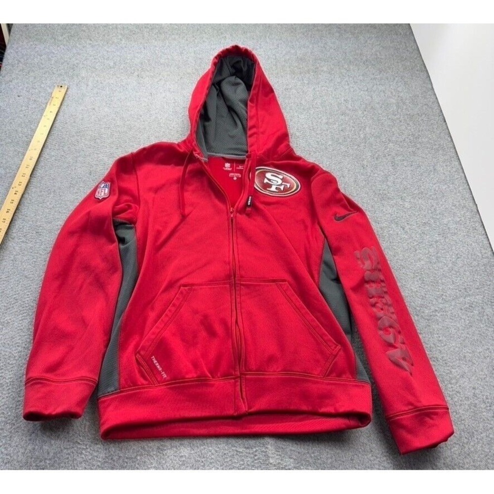 Nike 49ers Therma-Fit Hoodie S NFL On Field Full Zip Red Sweatshirt 474947-687